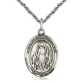 Sterling Silver Saint Juliana Medal Catholic Jewelry Engraved Catholic Saint Jewelry