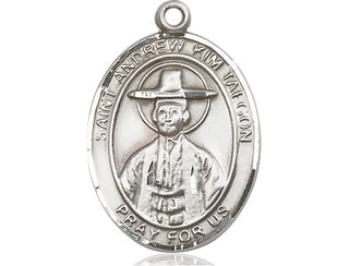 Sterling Silver Saint Andrew Kim Taegon Medal Catholic Jewelry Engraved Catholic Saint Jewelry