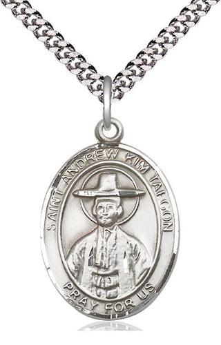Sterling Silver Saint Andrew Kim Taegon Medal Catholic Jewelry Engraved Catholic Saint Jewelry