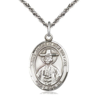 Sterling Silver Saint Andrew Kim Taegon Medal Catholic Jewelry Engraved Catholic Saint Jewelry