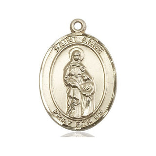 14kt Gold Filled Saint Anne Medal Engraved Catholic Saint Jewelry