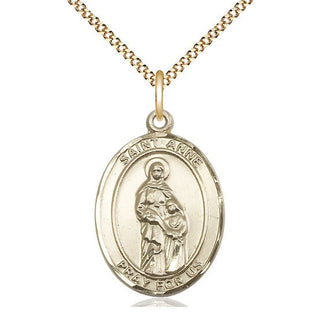 14kt Gold Filled Saint Anne Medal Catholic Jewelry Engraved Catholic Saint Jewelry