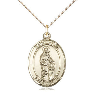 14kt Gold Filled Saint Anne Medal Catholic Jewelry Engraved Catholic Saint Jewelry