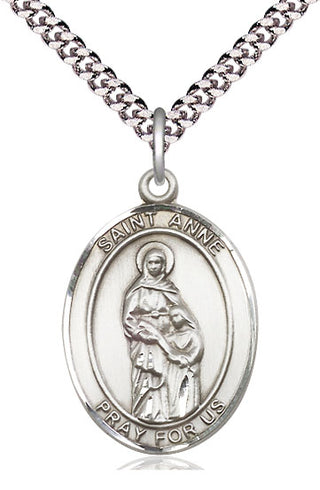 Pewter Saint Anne Medal Catholic Jewelry Engraved Catholic Saint Jewelry