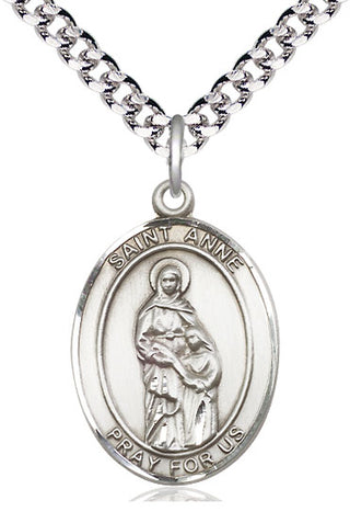 Pewter Saint Anne Medal Catholic Jewelry Engraved Catholic Saint Jewelry