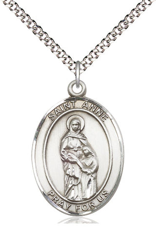Pewter Saint Anne Medal Catholic Jewelry Engraved Catholic Saint Jewelry