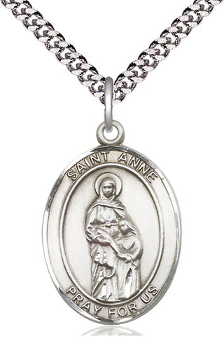 Pewter Saint Anne Medal Catholic Jewelry Engraved Catholic Saint Jewelry