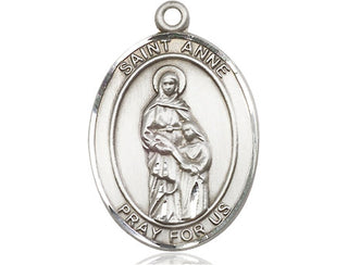 Pewter Saint Anne Medal Engraved Catholic Saint Jewelry
