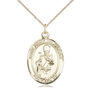 14kt Gold Filled Saint Simon Medal Catholic Jewelry Engraved Catholic Saint Jewelry