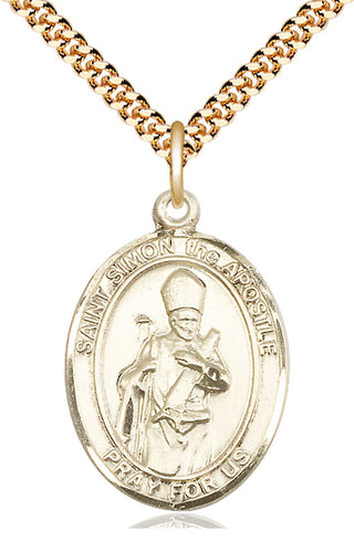 14kt Gold Filled Saint Simon Medal Catholic Jewelry Engraved Catholic Saint Jewelry