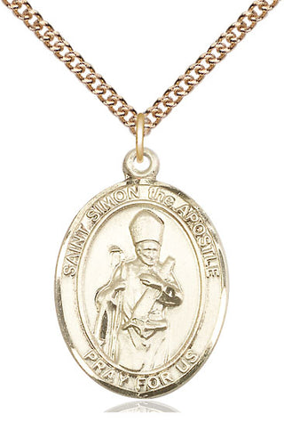 14kt Gold Filled Saint Simon Medal Catholic Jewelry Engraved Catholic Saint Jewelry