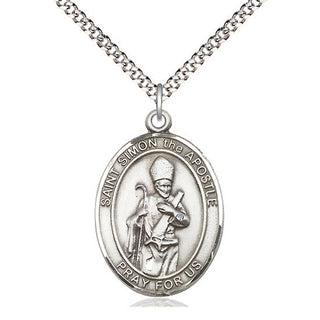 Pewter Saint Simon Medal Catholic Jewelry Engraved Catholic Saint Jewelry