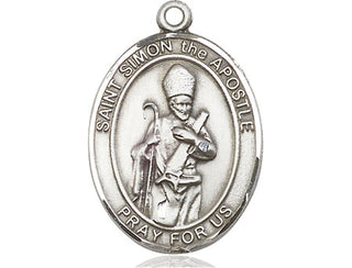 Sterling Silver Saint Simon Medal Catholic Jewelry Engraved Catholic Saint Jewelry