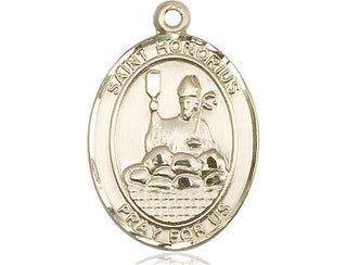 14kt Gold Filled Saint Honorius Medal Engraved Catholic Saint Jewelry