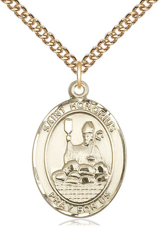 14kt Gold Filled Saint Honorius Medal Catholic Jewelry Engraved Catholic Saint Jewelry