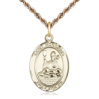 14kt Gold Filled Saint Honorius Medal Catholic Jewelry Engraved Catholic Saint Jewelry
