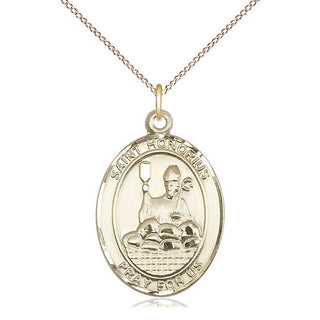 14kt Gold Saint Honorius Medal Engraved Catholic Saint Jewelry