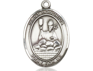 Sterling Silver Saint Honorius Medal Catholic Jewelry Engraved Catholic Saint Jewelry