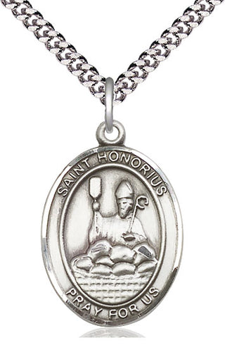 Sterling Silver Saint Honorius Medal Catholic Jewelry Engraved Catholic Saint Jewelry