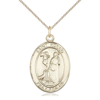 14kt Gold Filled Saint Rocco Medal Catholic Jewelry Engraved Catholic Saint Jewelry