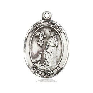 Pewter Saint Rocco Medal Engraved Catholic Saint Jewelry