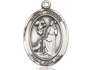 Sterling Silver Saint Rocco Medal Catholic Jewelry Engraved Catholic Saint Jewelry