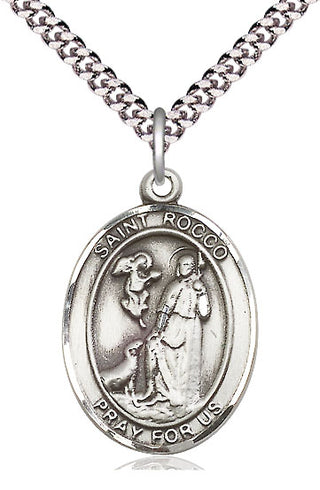 Sterling Silver Saint Rocco Medal Catholic Jewelry Engraved Catholic Saint Jewelry