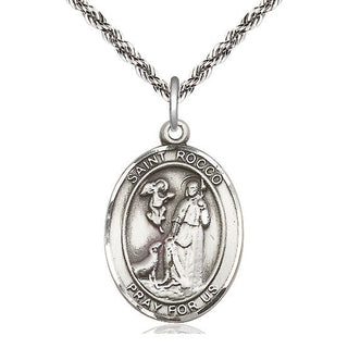 Sterling Silver Saint Rocco Medal Catholic Jewelry Engraved Catholic Saint Jewelry