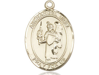 14kt Gold Filled Saint Uriel the Archangel Medal Engraved Catholic Saint Jewelry
