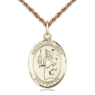 14kt Gold Filled Saint Uriel the Archangel Medal Catholic Jewelry Engraved Catholic Saint Jewelry