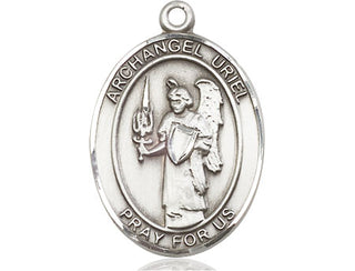 Pewter Saint Uriel the Archangel Medal Engraved Catholic Saint Jewelry