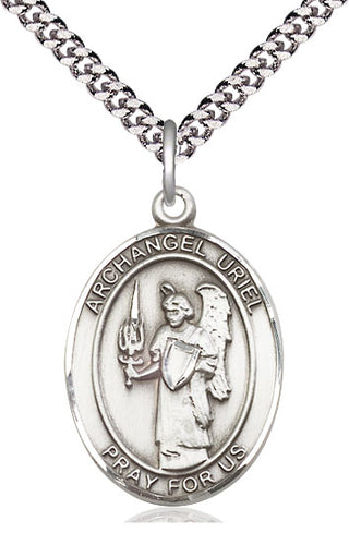 Pewter Saint Uriel the Archangel Medal Catholic Jewelry Engraved Catholic Saint Jewelry