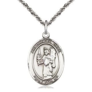 Sterling Silver Saint Uriel the Archangel Medal Catholic Jewelry Engraved Catholic Saint Jewelry