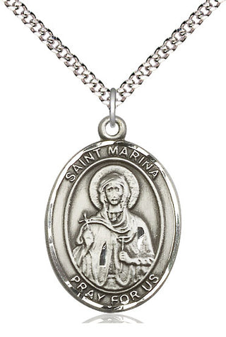 Pewter Saint Marina Medal Catholic Jewelry Engraved Catholic Saint Jewelry