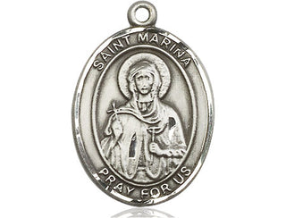 Sterling Silver Saint Marina Medal Catholic Jewelry Engraved Catholic Saint Jewelry