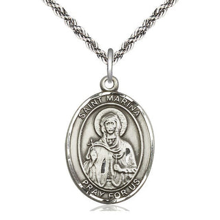 Sterling Silver Saint Marina Medal Catholic Jewelry Engraved Catholic Saint Jewelry