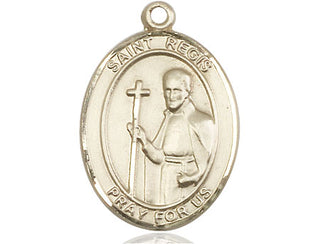 14kt Gold Saint Regis Medal Engraved Catholic Saint Jewelry