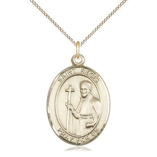14kt Gold Saint Regis Medal Engraved Catholic Saint Jewelry