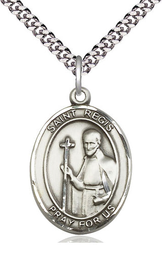 Pewter Saint Regis Medal Catholic Jewelry Engraved Catholic Saint Jewelry