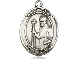 Sterling Silver Saint Regis Medal Catholic Jewelry Engraved Catholic Saint Jewelry