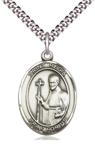 Sterling Silver Saint Regis Medal Catholic Jewelry Engraved Catholic Saint Jewelry