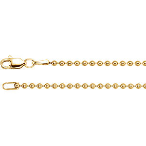 24-inch Bead Chain with Lobster Clasp - 14K Yellow Gold