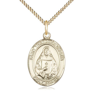 14kt Gold Filled Saint Theodora Medal Catholic Jewelry Engraved Catholic Saint Jewelry