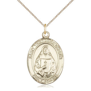 14kt Gold Filled Saint Theodora Medal Catholic Jewelry Engraved Catholic Saint Jewelry
