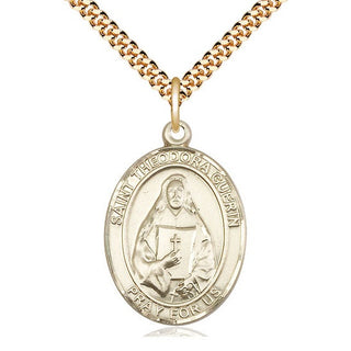 14kt Gold Filled Saint Theodora Medal Catholic Jewelry Engraved Catholic Saint Jewelry
