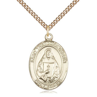 14kt Gold Filled Saint Theodora Medal Catholic Jewelry Engraved Catholic Saint Jewelry