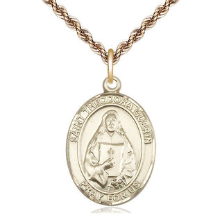 14kt Gold Filled Saint Theodora Medal Catholic Jewelry Engraved Catholic Saint Jewelry