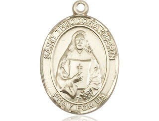 14kt Gold Saint Theodora Medal Engraved Catholic Saint Jewelry