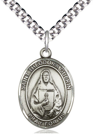 Sterling Silver Saint Theodora Medal Catholic Jewelry Engraved Catholic Saint Jewelry
