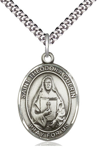 Sterling Silver Saint Theodora Medal Catholic Jewelry Engraved Catholic Saint Jewelry